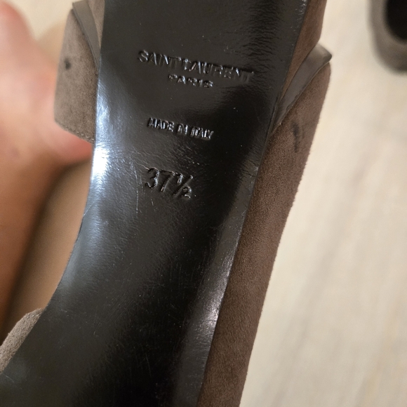 Yves Saint Laurent Paris Suede Brown Woman's Heels - Picture 5 of 8
